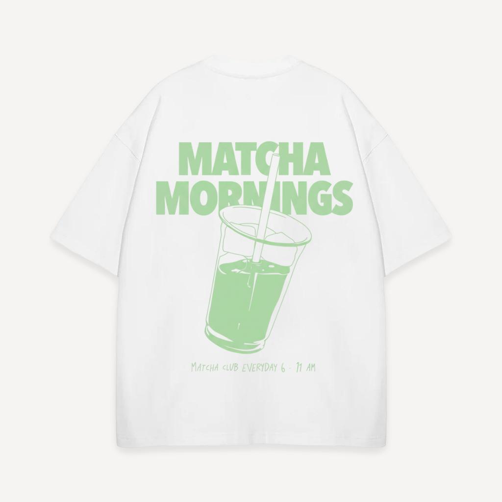 Matcha Mornings Iced Drink Cup Back Print Crew Neck Tshirt Unisex Unisex Short Sleeve Cotton Matcha Lover Casual Daily Street Tees