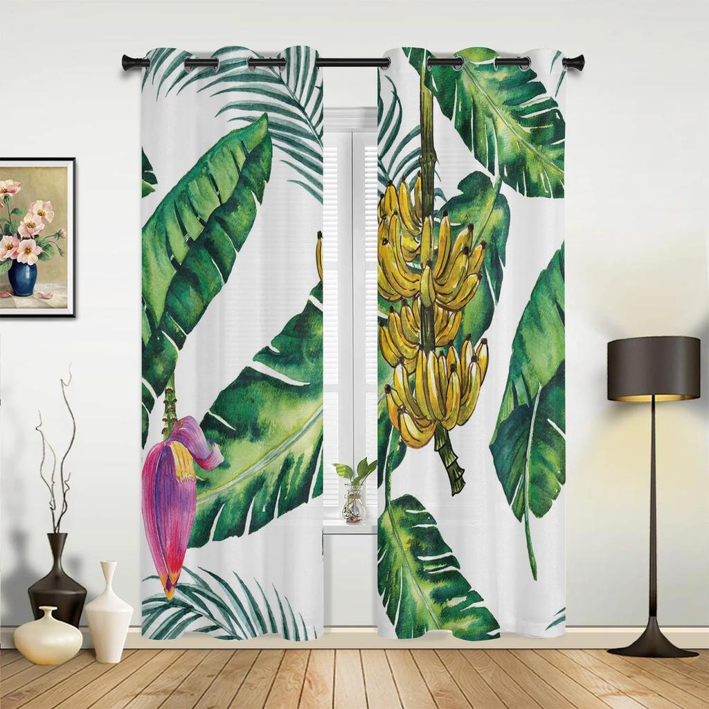Green Leaf Ginkgo Modern Hall Curtains For Living Room Kitchen Boy Girl Bedroom Long Curtain For Windows Cortinas Home Decor