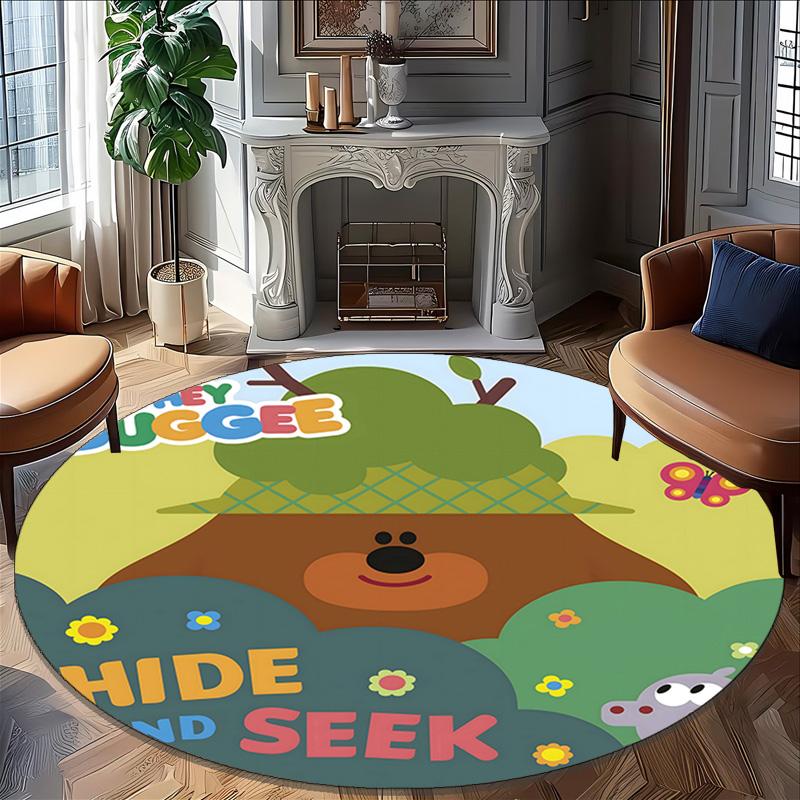 1pc Hey Duggee4 Print Round Carpet Chair Round Carpet Suitable for Bedroom Living Room Home Decorative Carpet