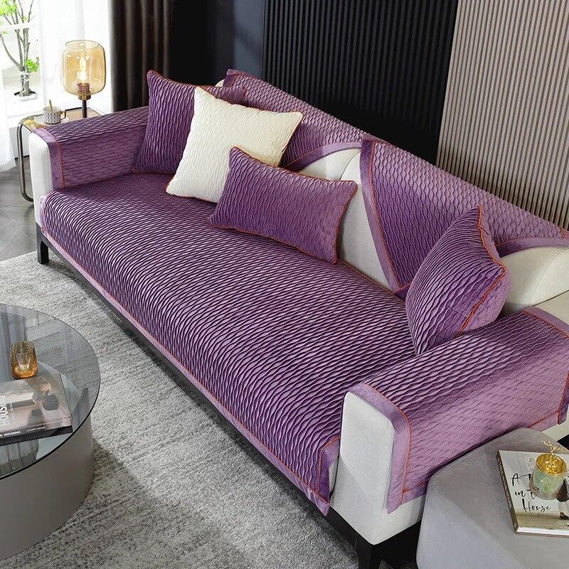 Husă de pernă tridimensională pentru canapea din catifea Prosop din pânză îngroșată, anti-alunecare, prietenoasă cu pielea, husă de lux pentru canapea pentru sufragerie