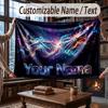 Space Cosmic Theme Throw Blanket Custom Name Text Personalized Blanket Soft Cozy Blanket for Home Sofa Bed