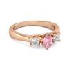 Pink CZ Elegant Three Stone Women Wedding Ring  - 925 Sterling Silver Rose Gold Vermeil