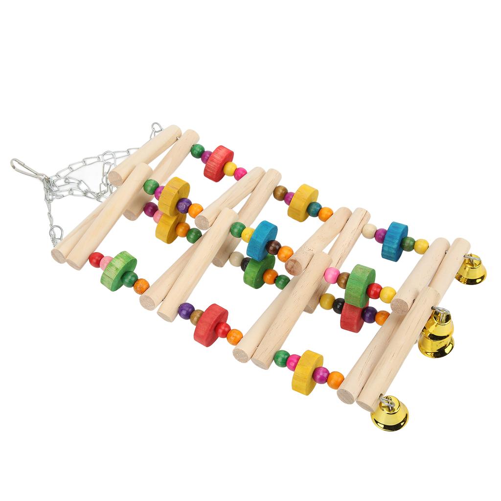 Vogel Kletterspielzeug Holz Bunt Hängend Papageien Knabber Steh Leiter mit Glöckchen für Wellensittiche Wellensittiche