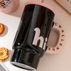 800ml Ceramic Travel Coffeel Mug With Lid And Straw Mug With Handle Creative Large Capacity Portable Water Cup