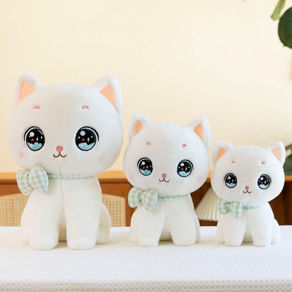 Cartoon Bow Cat Plush Fluffy Animal Stuff Doll Stuffed Toys Pink Cat Plush Toy  Children's Toys