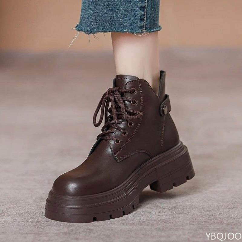 Fashionable versatile women s boots spring autumn new leisure simple comfortable square toe thick heel women short boots 35 5980₽