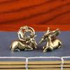 Solid Brass Elk Figurines Retro Animal Moose Small Statue Desk Ornament Tea Pet Table Decorations Crafts Accessories Child Gifts