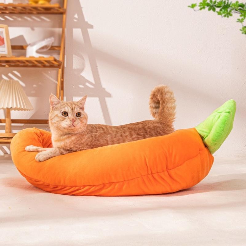Thickened Banana Carrot Dog Nest Winter Warm Sleeping Kitten's Nest Detachable Cleaning Cat Bed Breathable Comfortable Cat Beds