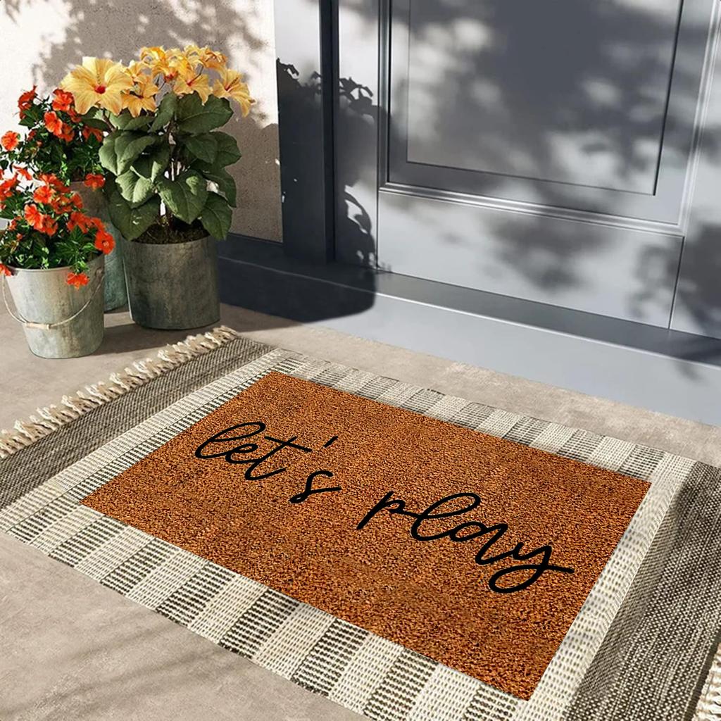 Let's Play Doormat Rubber Bathroom Kitchen Mat Garden Garage Door Floor Mat Non-Slip Carpet Entrance Rug