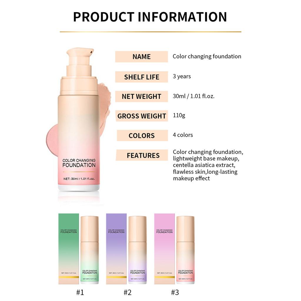 1Pc 30ML Lightweight Foundation for Women Girls Natural Finish Makeup High Coverage Long Wearing Nude Shade Enhances Skin Brightness Cosmetic