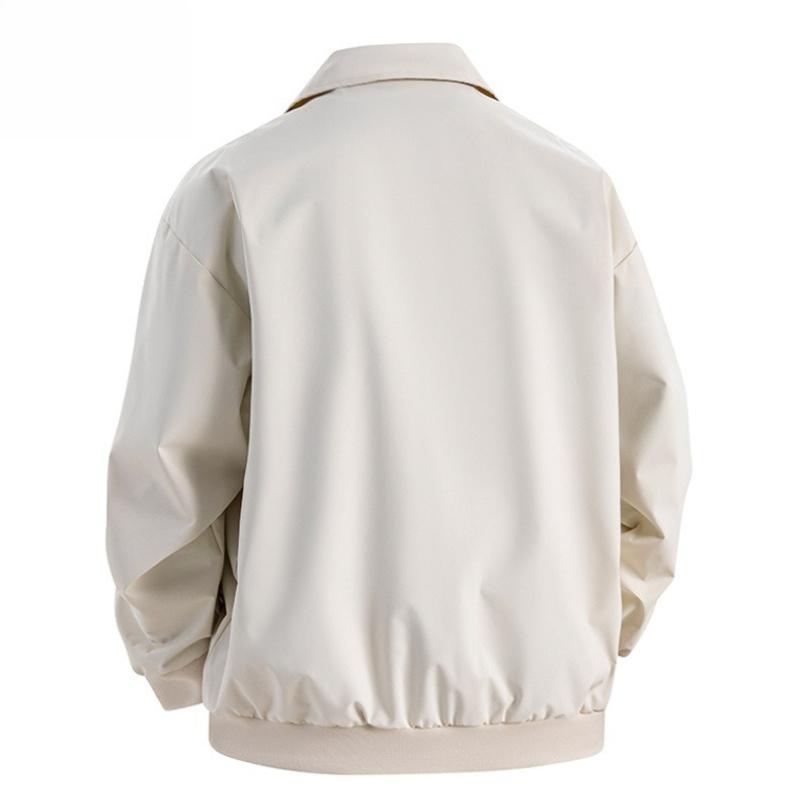 Men's American High-Street Spring and Autumn Lapel Jacket, Lapel Pilot Jacket Trendy Zip-Up Bomber Jacket for Men Daily Wea