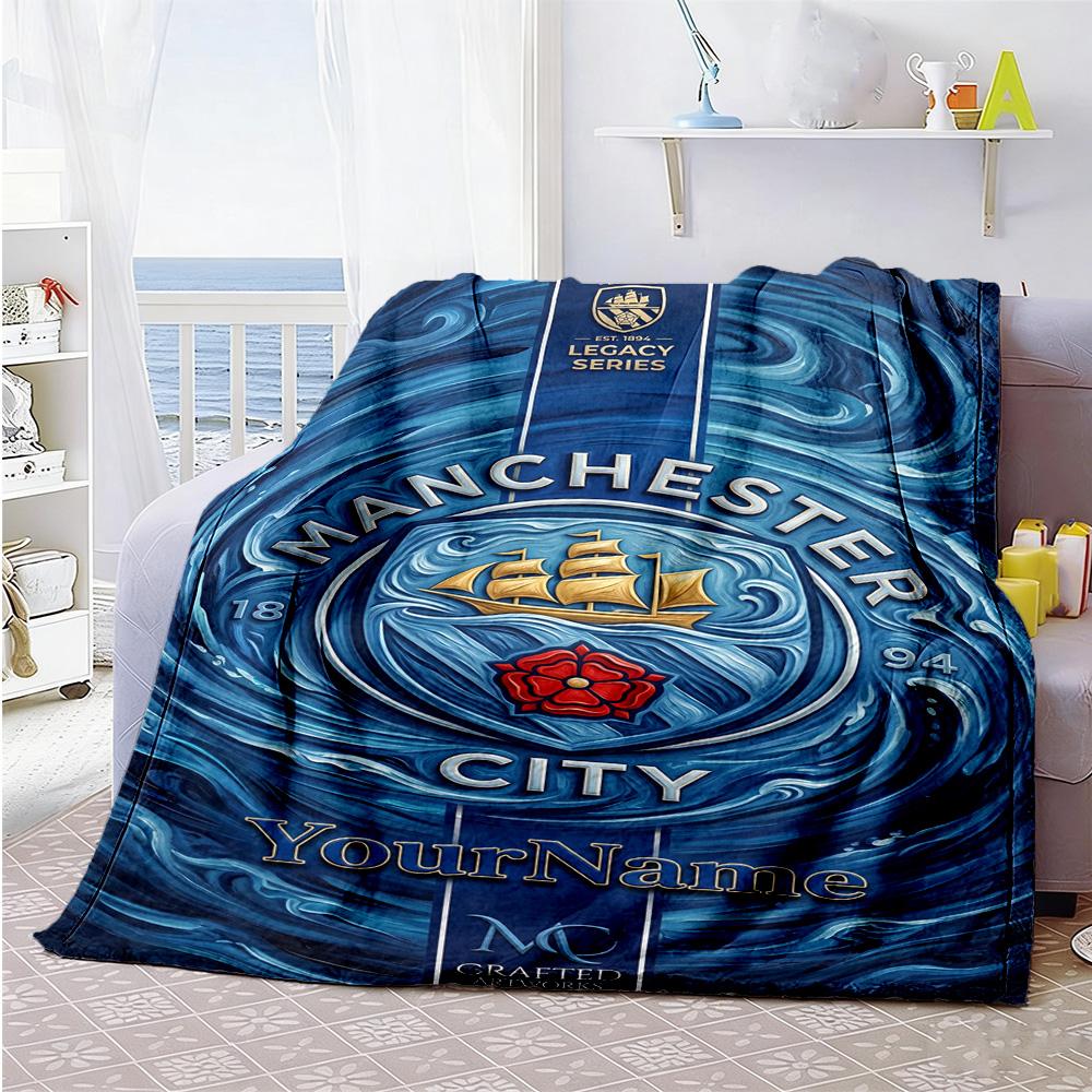Manchester City 23 Personalized Name Blanket Gift Personalized Blanket Durable Comfort Suitable for Office Bedding Livingroom Bed