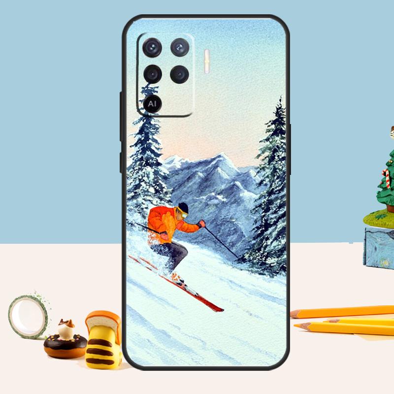 Ski Neige Snowboard Case For Oppo A54 A74 A94 A80 A60 A40 A18 A38 A58 A78 A98 A96 A76 A16 A15 A17 A57 A5 A6 Pro