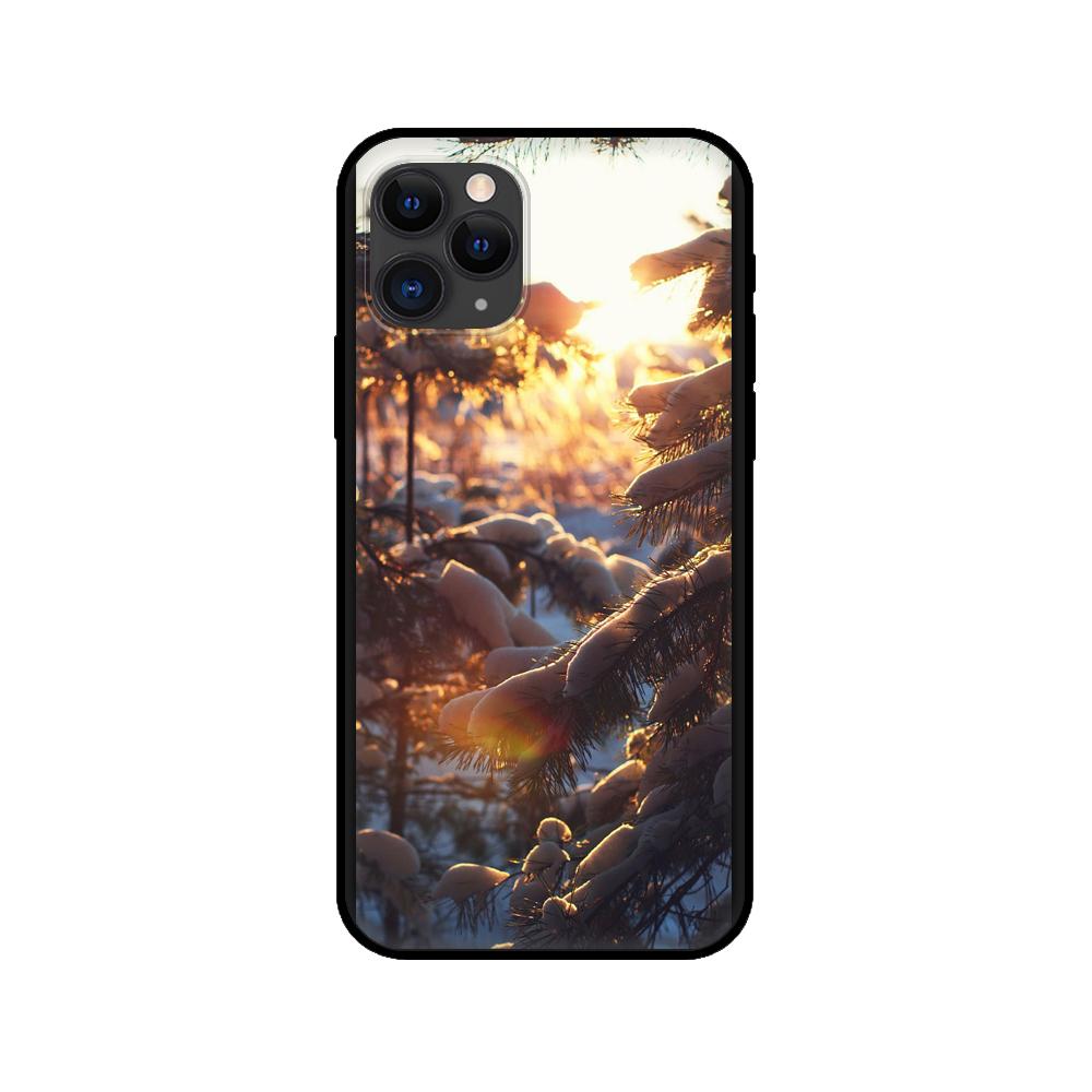 Black tpu case for iphone 5 5s se 2020 6 6s 7 8 plus x 10 XR XS 11 12 mini pro MAX back cover Landscape Winter Light Snow