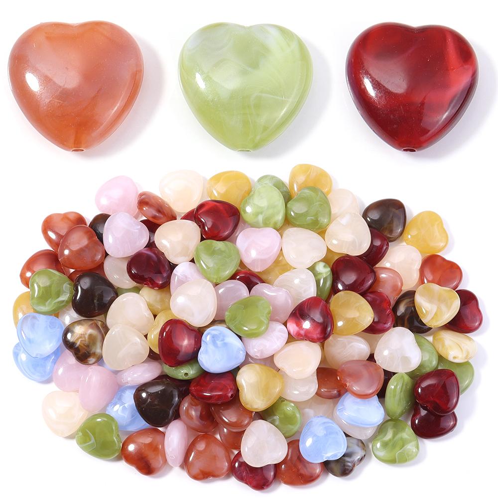 30pcs/Lot 15x15.5mm Double Colors Acrylic Beads for Jewelry Making Heart Cloud Beads Loose Spacer Beads DIY Bracelet Necklace
