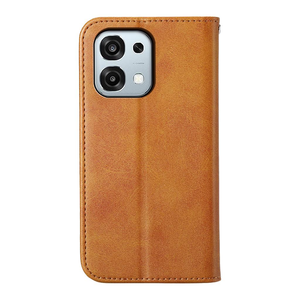 Wallet Case For Oppo F31 5G/A6 Pro 5G/A6 Pro 4G Calf Texture PU Leather Phone Cover with Wrist Strap