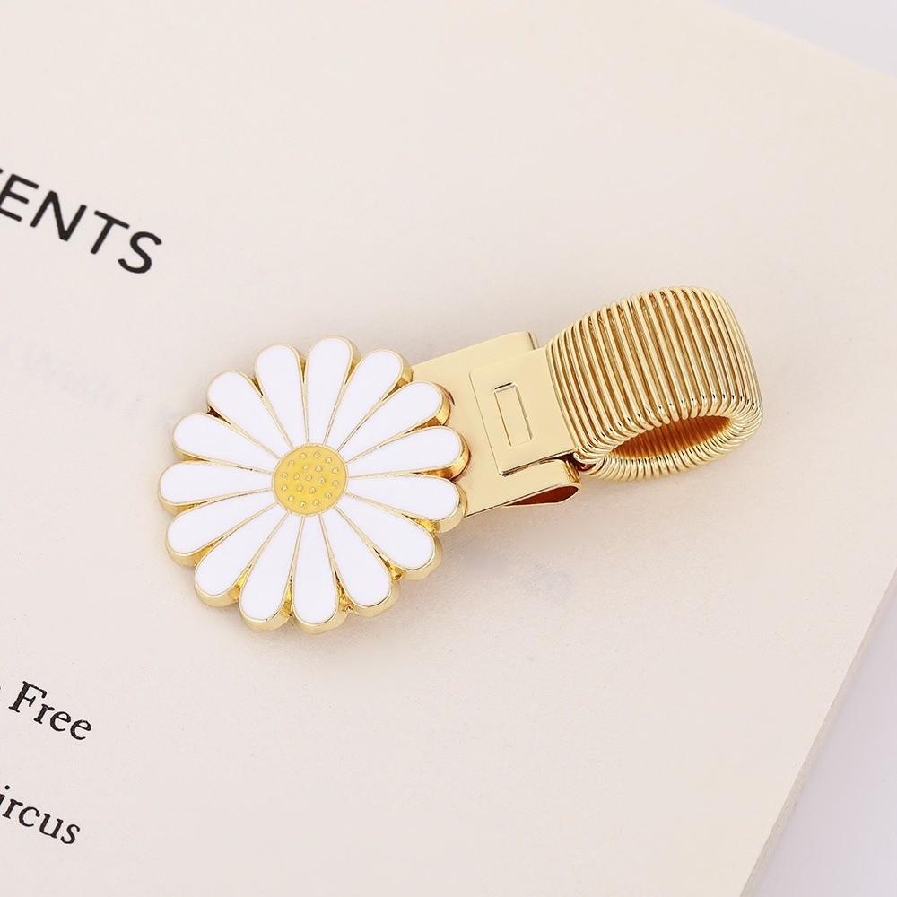 Cherry Blossom Daisy Pen Holder Metal Bookmark Spring Pen Clips with Enamel Coating Anti-lost Pen Loop Holder
