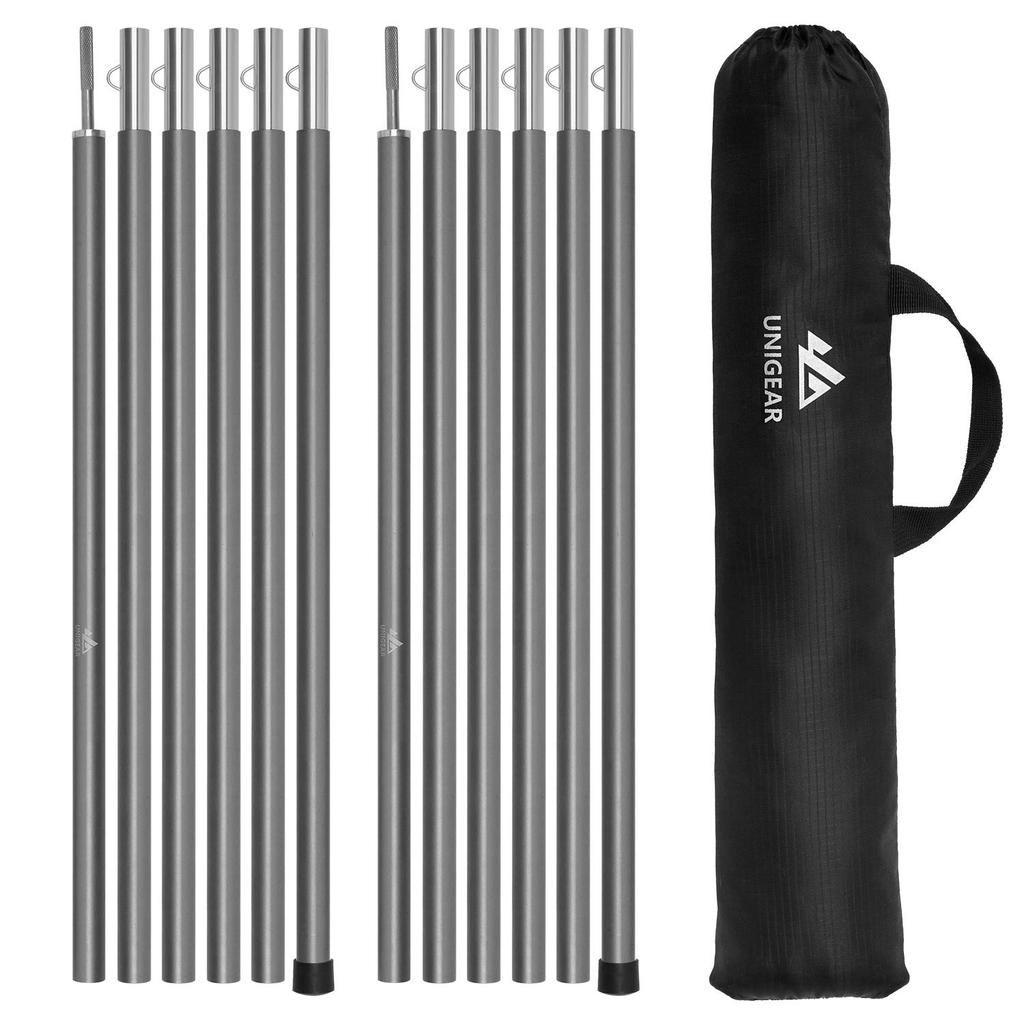 Unigear Tent Tarp Poles, Set of 2, 7075 Aluminum, Adjustable, Total Length 240cm, Includes Storage Bag, Outdoor Camping (Silver)