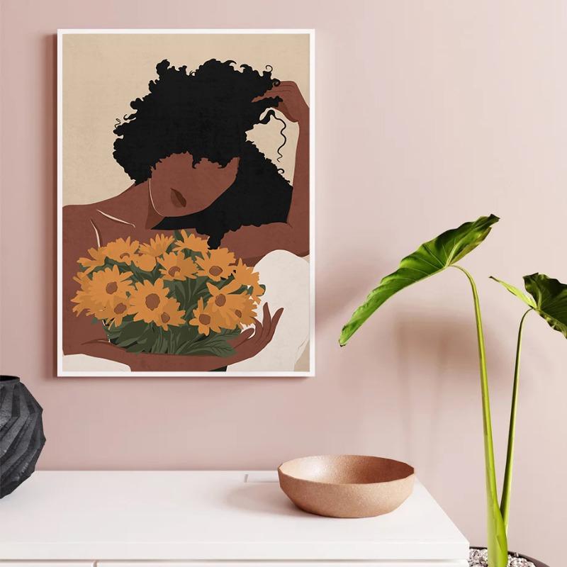 Colorful Tropical Black Girl Fashion Woman Book Lover African Poster Canvas Painting Nodic Wall Art Pictures Home Decoration