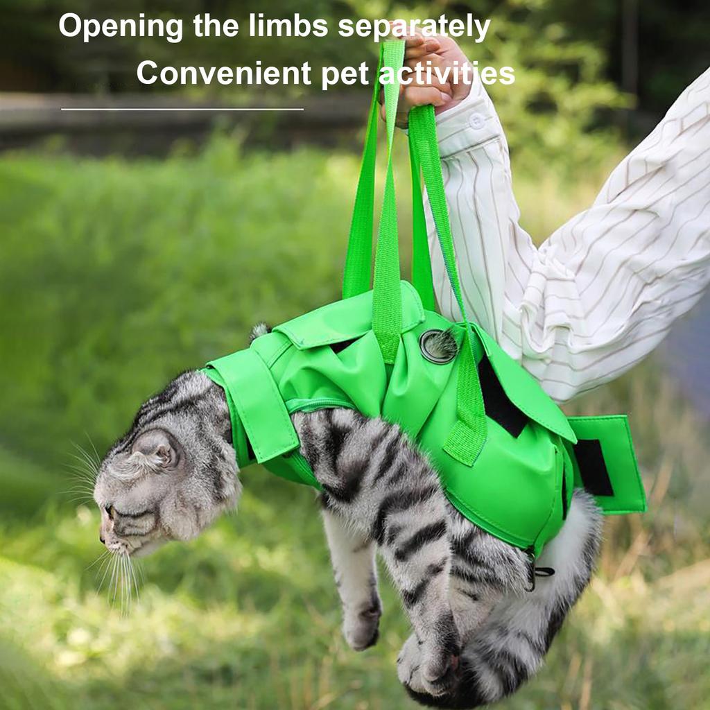 Portable Foldable Cat Backpack Classic Style Anti-Scratch Bite Pet Carrying Bag Solid Pattern Zipper Closure for Outdoor Use