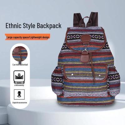 Zaino in Tela Etnico - Stile Coreano, Casual, Sportivo, Trendy, Grande Capacità per Studenti