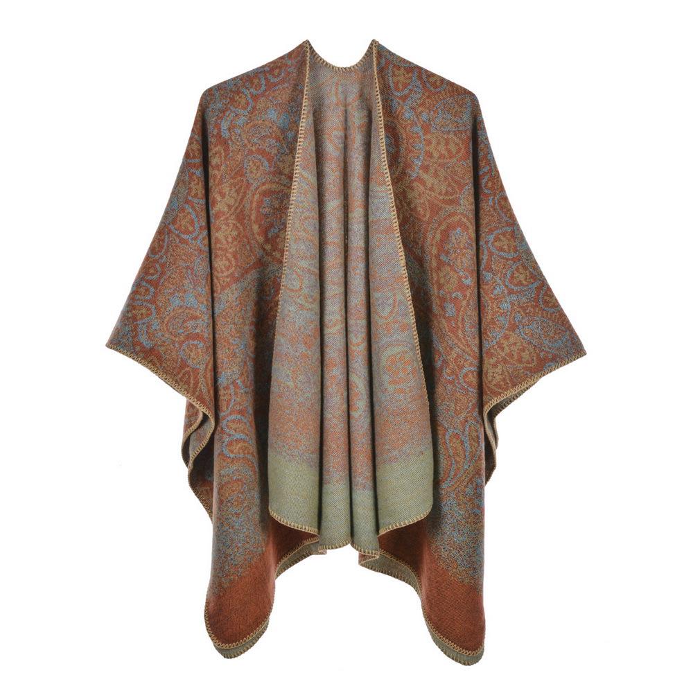 Autumn/Winter Double-Sided Slit Shawl - Leopard Print & Polka Dot Warm Cloak for Women