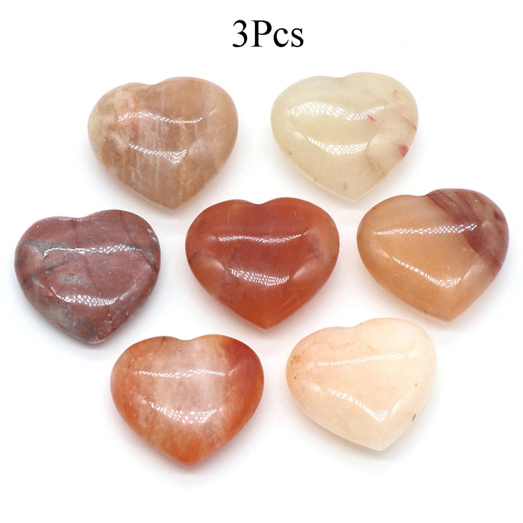 3Pcs, Assorted Natural Crystal Heart Stones Bulk Polished Healing Crystal Hearts for DIY Jewelry, Meditation, Reiki & Valentine's Day Gifts