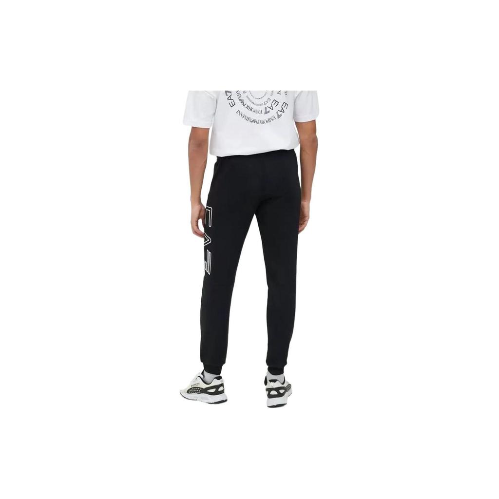 Emporio Armani SS23 Logo Letter Print Drawstring Cuffed Knit Joggers Men Bottoms Black 3RPP56-PJLSZ-1200