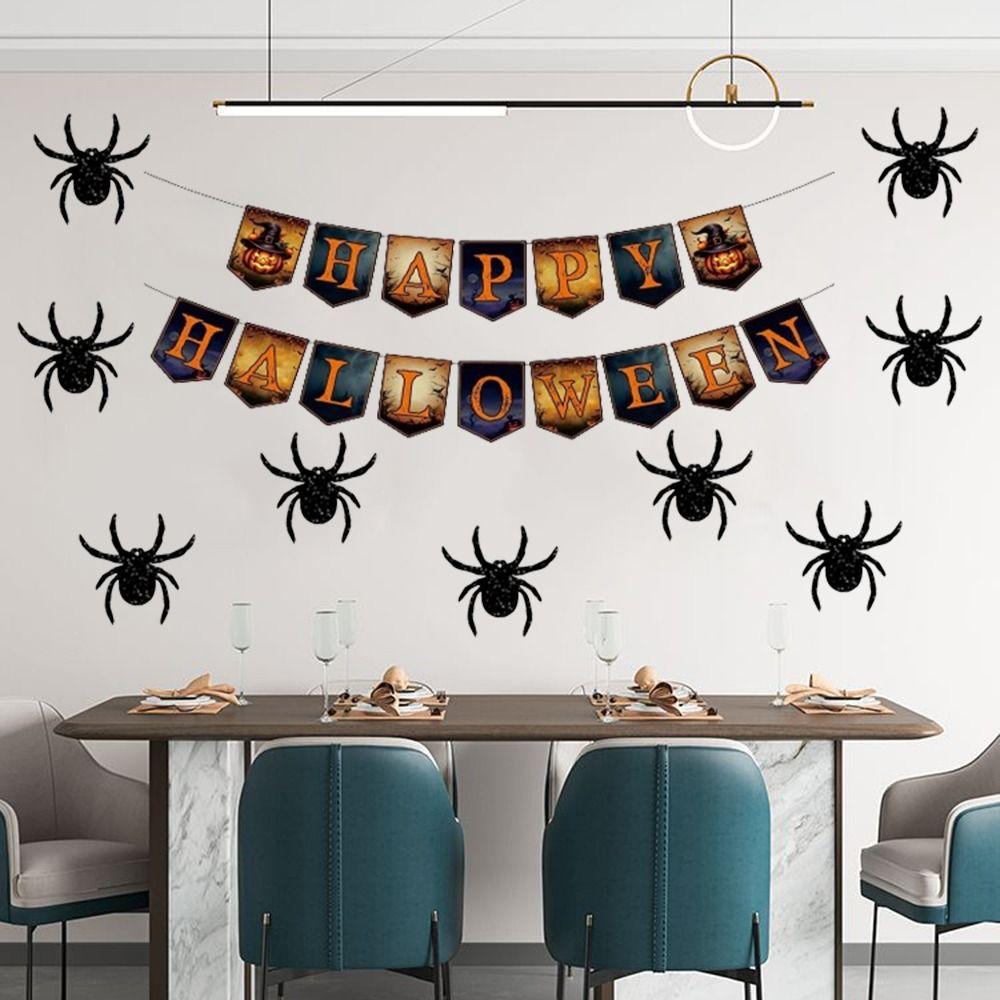 Horrific Halloween Spider Pendant Scene Layout Spider Wall Decoration  Background Decoration