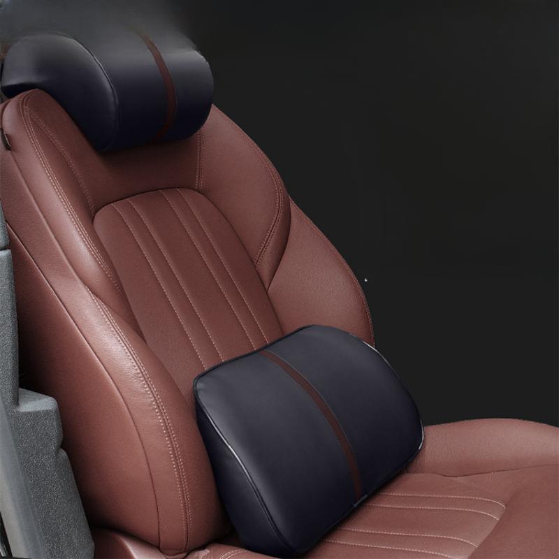 Interior Cushions Headrests Car Neck Guards Seat Backrests Leather Lumbar Pads Car Lumbar Pads Memory Foam Soft and Comfortable