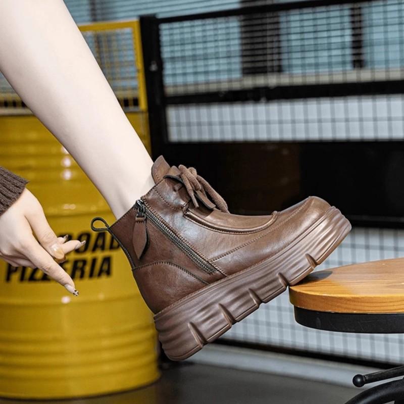 Short boots for women 2026 new autumn and winter with plush high top cotton shoes  British style versatile short boots