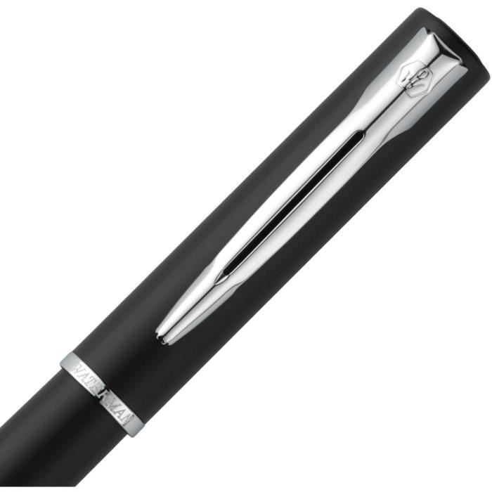 Stylo Plume - WATERMAN - Allure - Corps Noir Mat - Attribut Chrome - Pointe Fine
