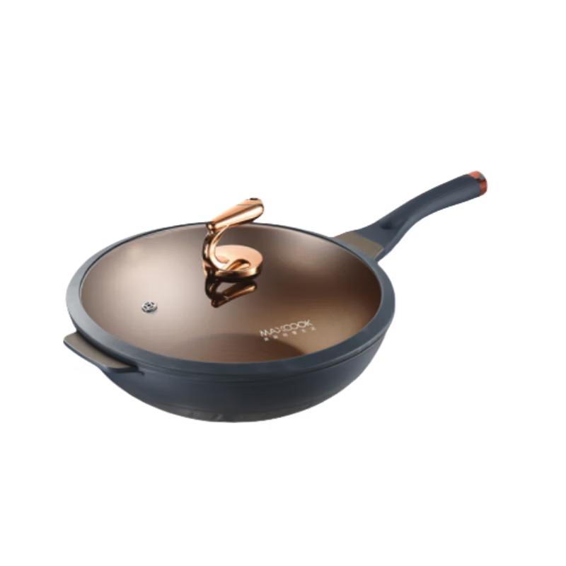 MAXCOOK Titanium Non-Stick Wok with Micro-Pressure Lid