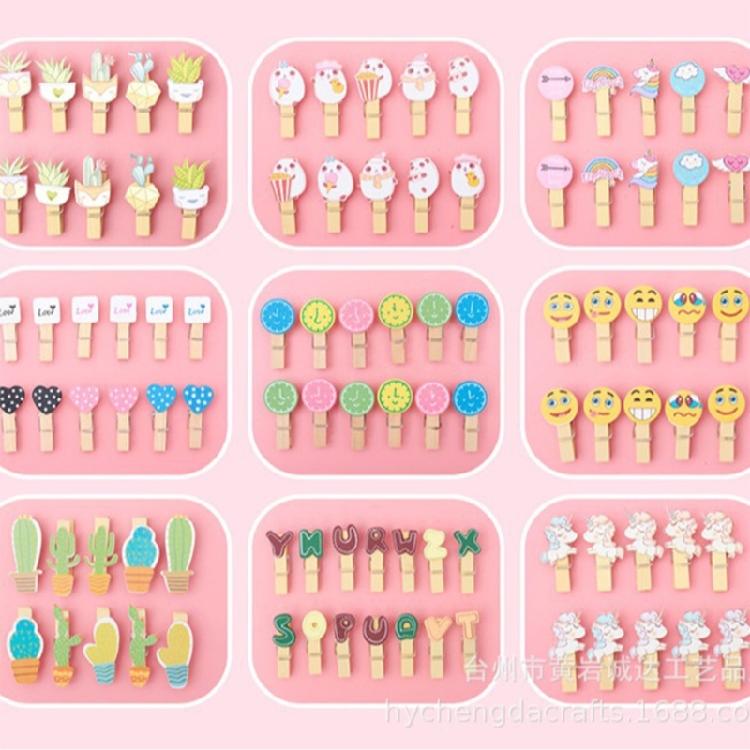 12Pieces Wood Peg Photo Clip with 1.5Yard Twine For Hanging and Picture Display Rabbit Photo Peg For Easter Decoration