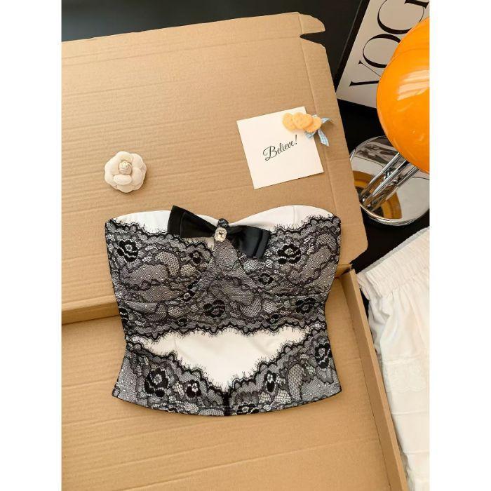 Design Sense Slim-fit Lace Splicing Tube Top Women's Summer Waist Skinny Inner Sexy Spice Sleeveless Top