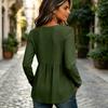 Women's Casual Fashion Loose Fit V-Neck Long Sleeve Top for Fall and Winter Wear