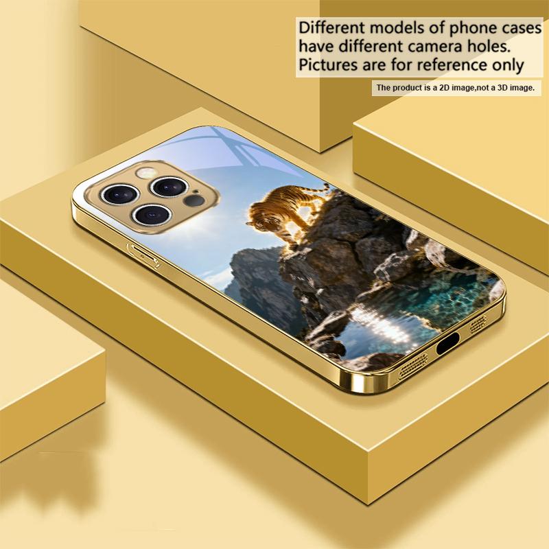 

The Golden Noble Tiger For IPhone 17Pro Max 16 17 Pro 15 Pro 14 13 Plus 12Mini 11ProMax XR 16E Air Golden glass phone case iPhone Air