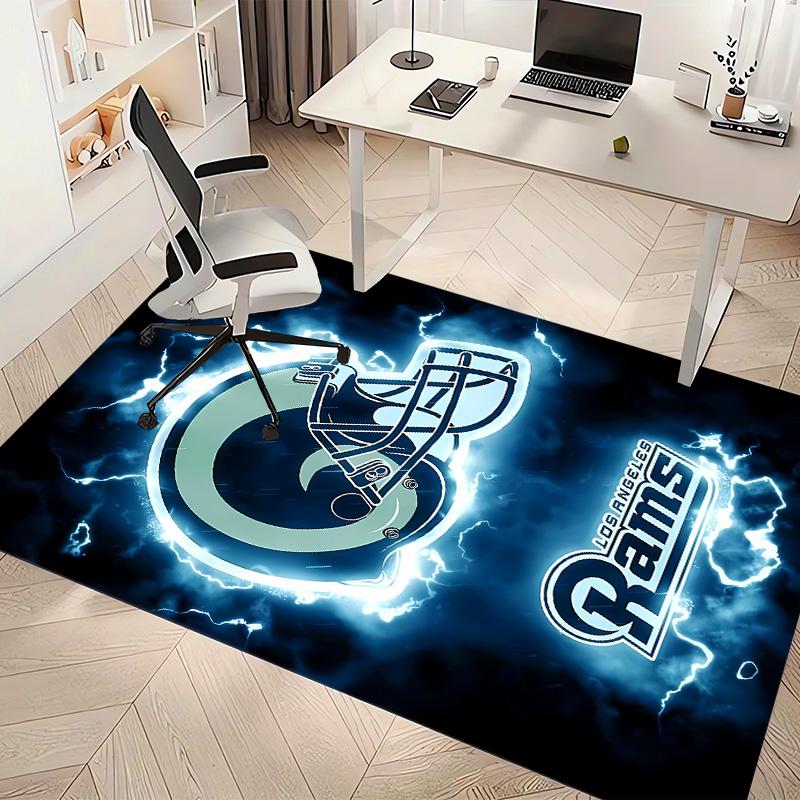 Los Angeles Rams Logo Print Area Rug - Soft, Washable Non-Slip Indoor Mat for Office Chairs, Living Room, Home Office Decorative Rug