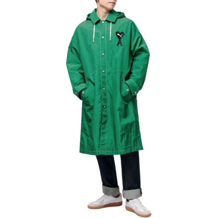 Puma X Ami Paris Co-Branded Leichte Lange Kapuzenjacke Mit Herzlogo Herren Oberbekleidung Hellgrün 534064-96