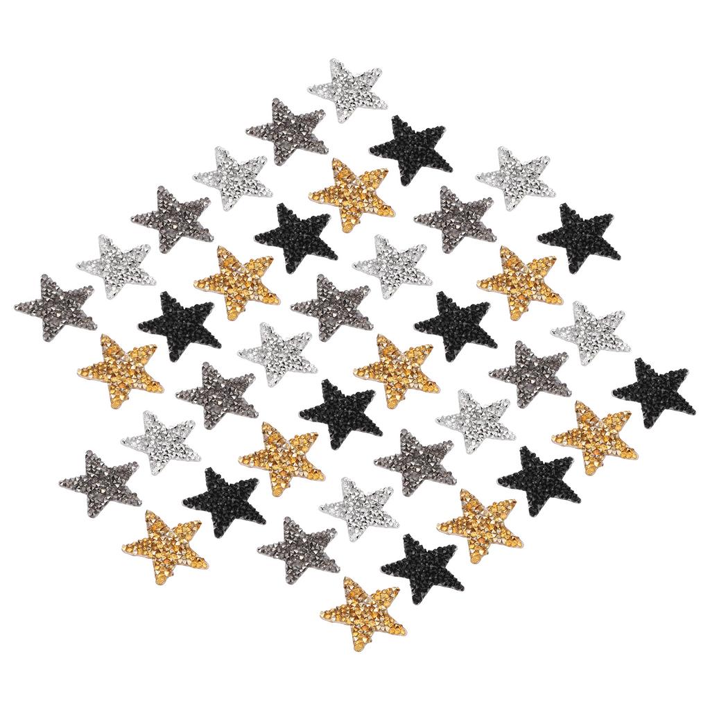 40Pcs Iron On Patches Rhinestones Star Pattern Delicate Decorative Cloth Patches 4 X 4cm