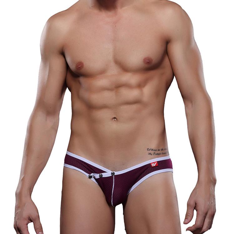 Breathable Mesh Low-Waist Detachable Men's Bikini Briefs - Sexy Fashionable Design