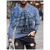 Vintage Compass Graphic Men's T-shirts Fashion Spring Autumn Long Sleeve Round 3D Printed Loose Streetwear Tops