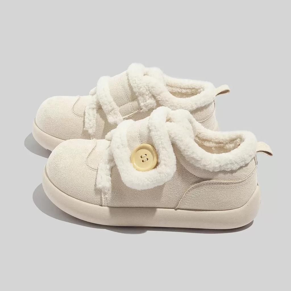 Milk white velvet Velcro board shoes women's autumn and winter new versatile niche wool cotton shoes sports