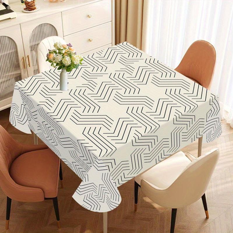 JIT + 1pc polyester tablecloth, simple geometric pattern tablecloth, woven table coverzyc