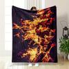 Yellow and Orange Flames Engulfing Burning Wood Against a Dark Background. for All Seasons Blanket Lunch Break Throw Gift