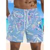 Summer Beach Shorts Men  3D Print Palm Print Casual Hawaiian Shorts Fashion Quick Drying Shorts Oversized Loose Men Trunks New