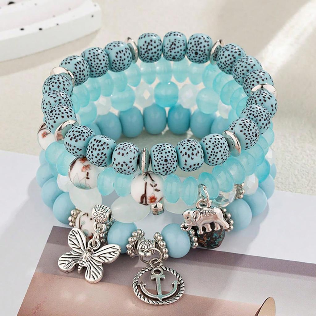 Böhmisch Chinesischer Stil Schmetterling Baby Elefant Anker Mehrschichtig Perlenarmband Damen
