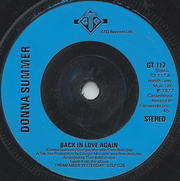 

7-дюймовая пластинка DONNA SUMMER - Back In Love Again GT117 GTO 1978 UK Соул/Фанк Б/У