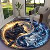 1pc Mystic Cosmic Wolf (a) Printed Chair Rug for Home Office Use, Living Room Kitchen Game Room Round Carpet
