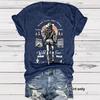 Damen Denim Bedrucktes Kurzarm Locker und Modisches T-Shirt
